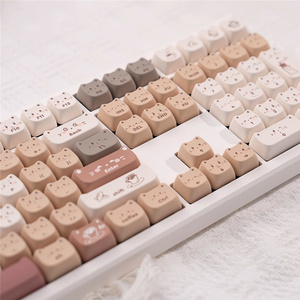 Cat Shape Meow and Morning Coffee Keycap 135 <strong>Keys</strong> Mao Profile PBT Dye Sublimation Custom Handmade for Mx Mechanical Keyboard - Product Image 3
