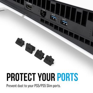 ชุดปลั๊กกันฝุ่นซิลิโคน9อิน1สำหรับ PS5บางสำหรับ PS5 Pro USB HDMI ชุดอุปกรณ์ซ่อมปลั๊กพอร์ตกันฝุ่น
