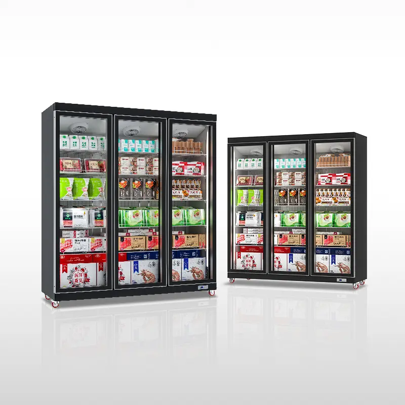 수직 유리문 냉동고 아이스크림 디스플레이 캐비닛 상업용 냉장고 식품 신선도 캐비닛 냉장 냉장 냉동고