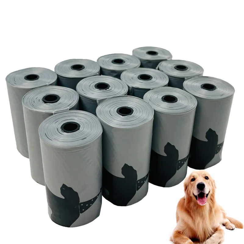 Rotoli di ricarica stampati su misura a prova di perdite durevoli sacchetto per rifiuti per animali domestici porta sacchetti per cacca per cani biodegradabile