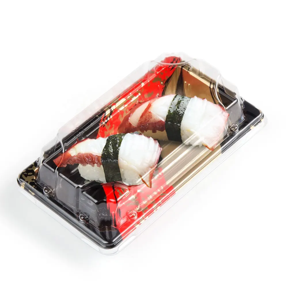 Boîtes à sushi jetables en plastique, pièces de qualité alimentaire, boîtes à sushi japonaises avec couvercle