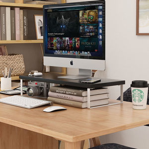 Supporto di Base per Monitor per Computer Desktop in legno con finitura in metallo mensola per aumentare l'utilizzo della tastiera da scrivania per la casa - Product Image 4