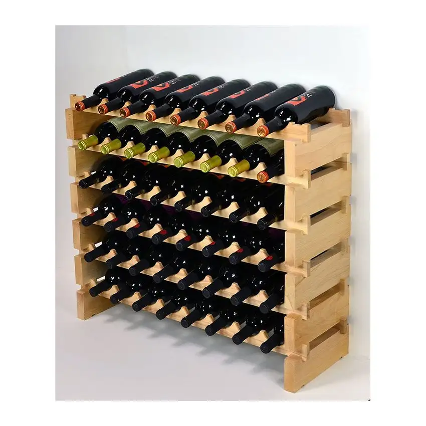 Mais novo modelo melhorado beechwood 24-72 garrafas de capacidade 6 garrafas através de 12 linhas (48 garrafas-8 linhas) rack de vinho de madeira