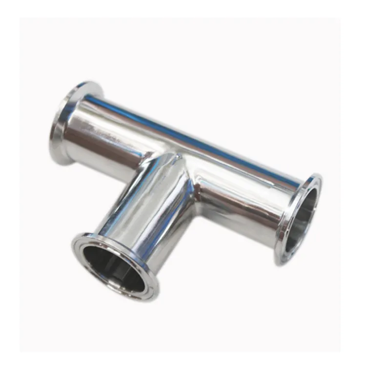 DIN Long Type Tee Stainless Steel Sanitary Equal Tee Tri Clamped Tee