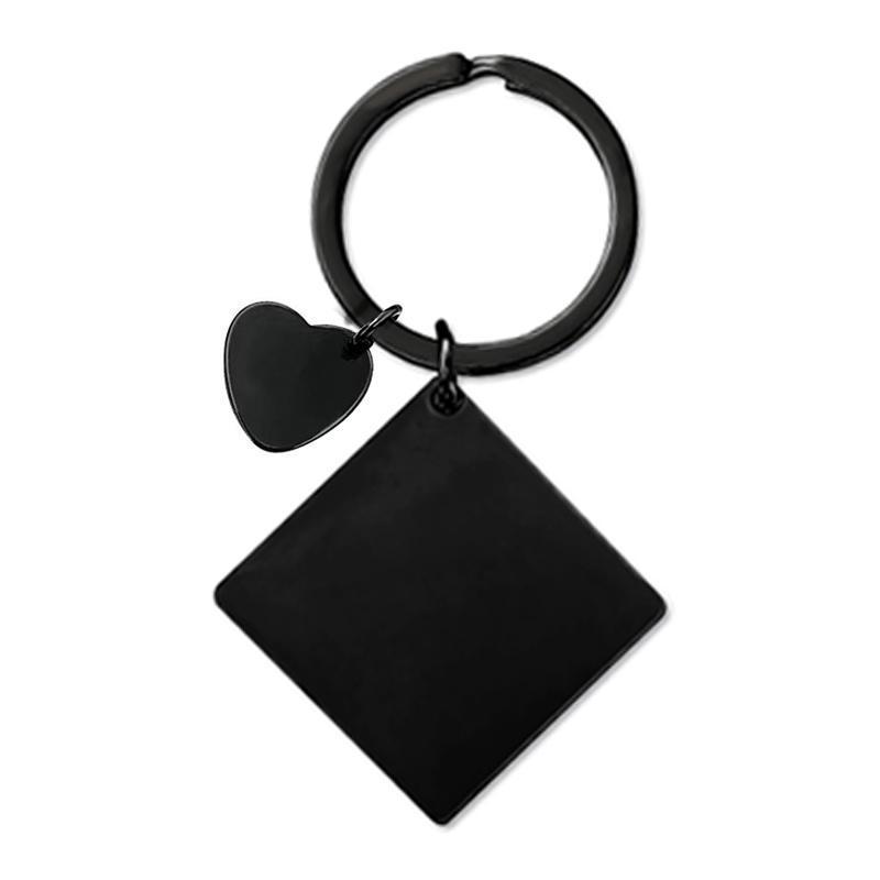 (negro) Llavero de corazón de melocotón inclinado sólido de 30*30mm (ensamblado)