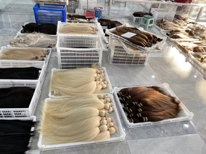 Russian Virgin Thin Invisible Genius Weft Hair Extensions in the <strong>Stock</strong> Lightest Color Double Drawn <strong>Human</strong> Hair Genius Weft - Product Image 6