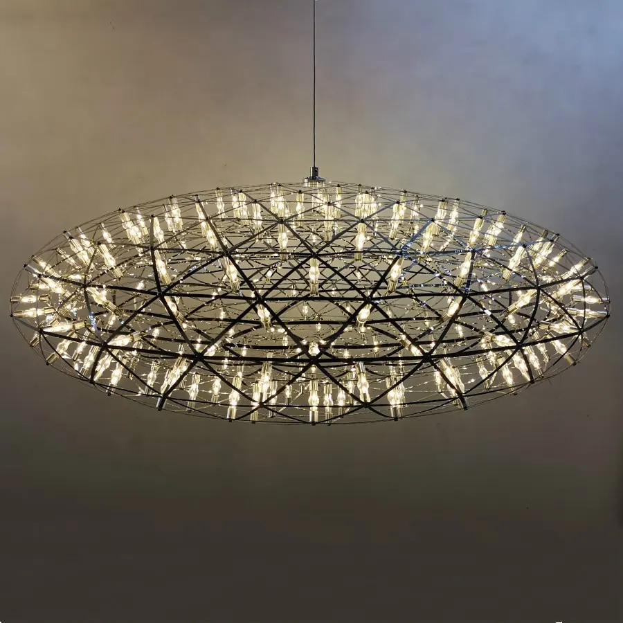 Preço de fábrica moderna LEVOU lustre de aço inoxidável personalizado grande luz pingente oval leão lustre do hotel