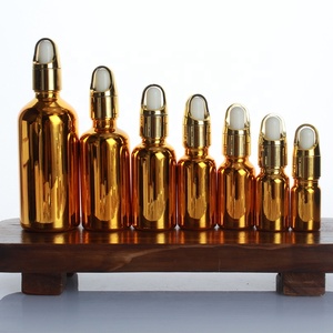 Vacío redondo 5ml 10ml 15ml 20ml 30ml 50ml 100mL cosmético electrochapado oro vidrio cabello aceite esencial cuentagotas botella - Product Image 1