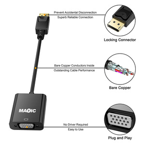 Factory DP <strong>to</strong> <strong>VGA</strong> Adapter <strong>DisplayPort</strong> <strong>to</strong> <strong>VGA</strong> Converter DP Cables Adapter Male <strong>to</strong> Female 1080P for HDTV Monitor MacBook Projector