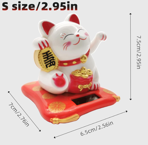 招财猫挥舞臂套装太阳能财富猫雕像前台汽车商务开口装饰招财猫 - Product Image 2