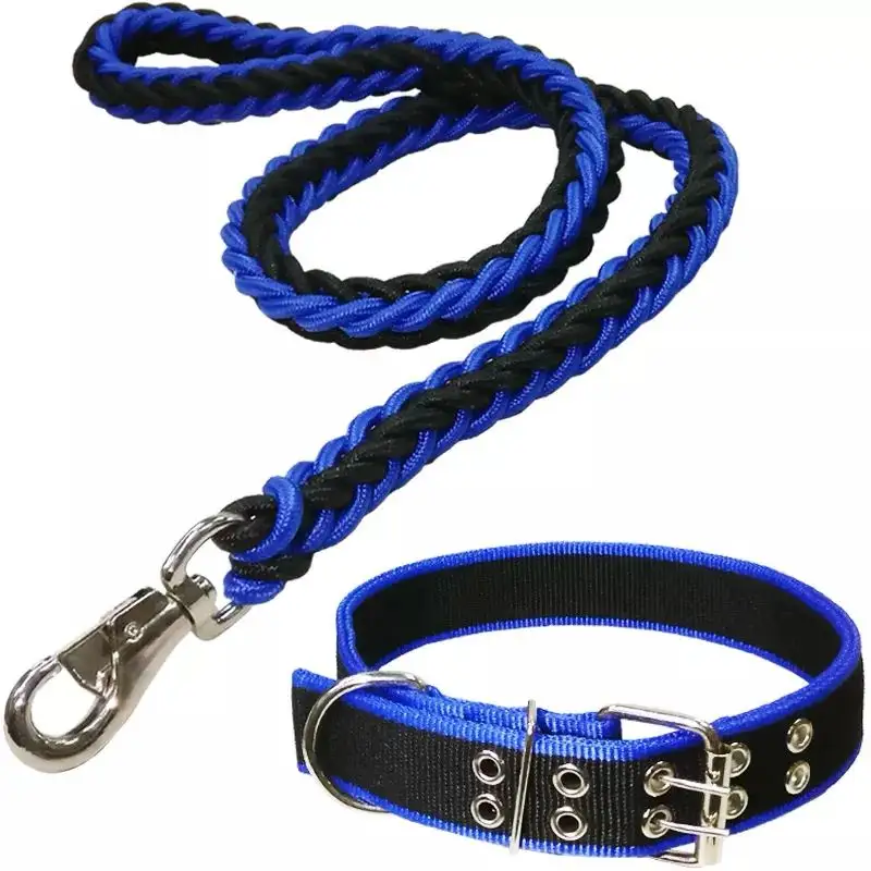 Wholesale Muti-colors  Pet Dog Collar Nylon Braided Rope Dog Leash Reflective lead for big dog