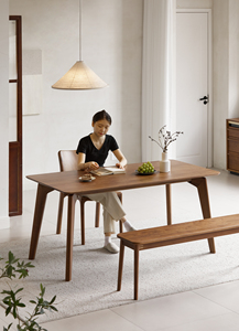 XUXIE欧式木桌现代黑胡桃厨房餐桌北欧餐桌6人 - Product Image 2