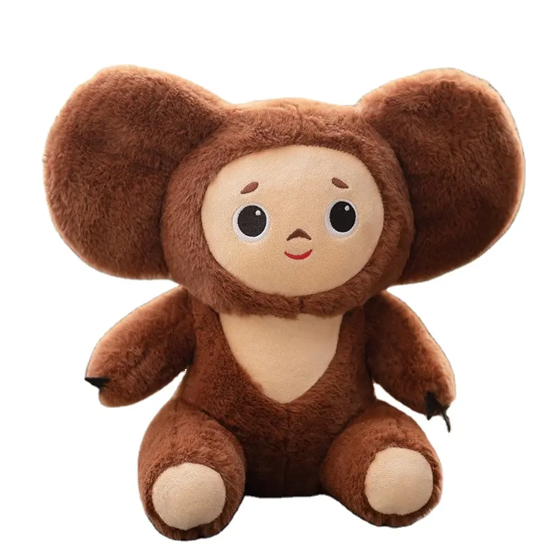 Venta al por mayor Big Eared Monkey Plush Doll Sentado Station Cheburashka Monkey Juguetes de peluche