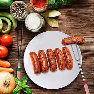 Biểu tượng tùy chỉnh Khuyến mãi đặt telescoping <span class=keywords><strong>Marshmallow</strong></span> rang Gậy & BBQ dĩa với tay cầm bằng gỗ xiên cho s'mores - Product Image 6