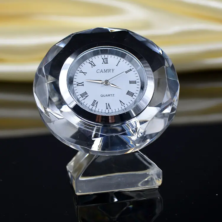MH-BZ0121 cristal óptico de diamantes reloj de escritorio de cristal