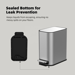 5 lít hình chữ nhật mỏng đạp Thùng rác bin kim loại phòng tắm rác có thể với im lặng đóng nắp - Product Image 6