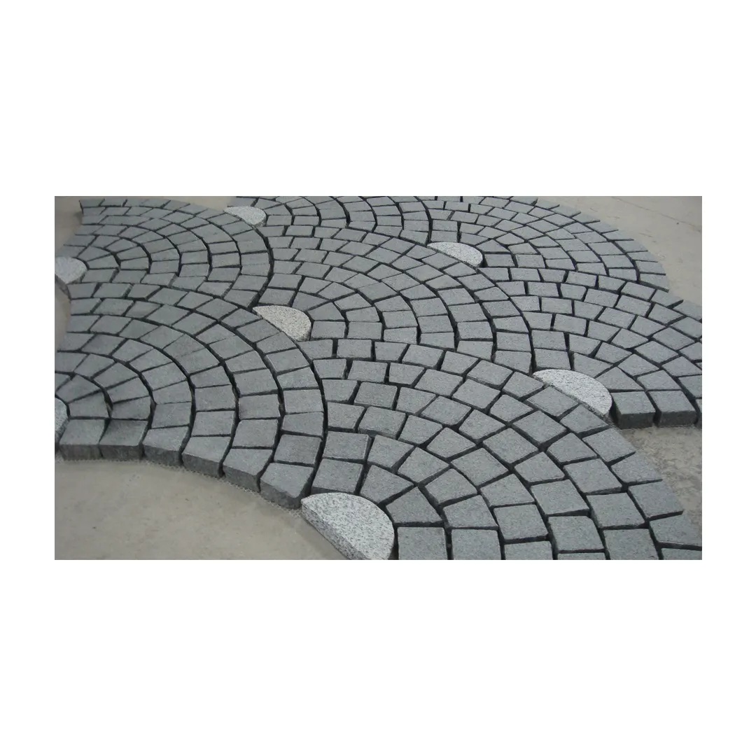 Trung Quốc fan hâm mộ Mô hình màu Xám Granite đường lái xe pavers trên lưới lối đi đường lái xe pavers