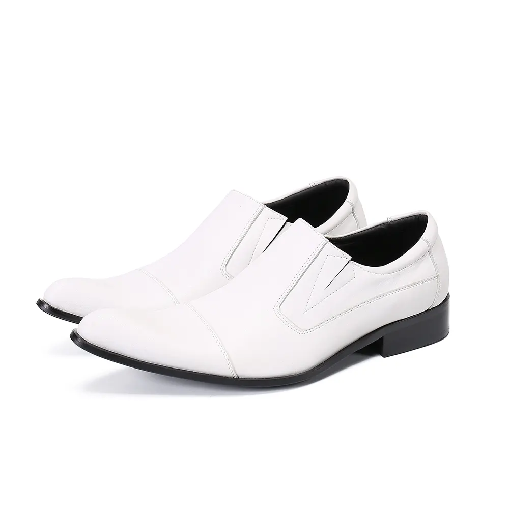 NA380-zapatos de cuero de punta estrecha para hombre, calzado Formal de alta calidad, sin cordones, color negro, marrón y blanco, para verano, 2022