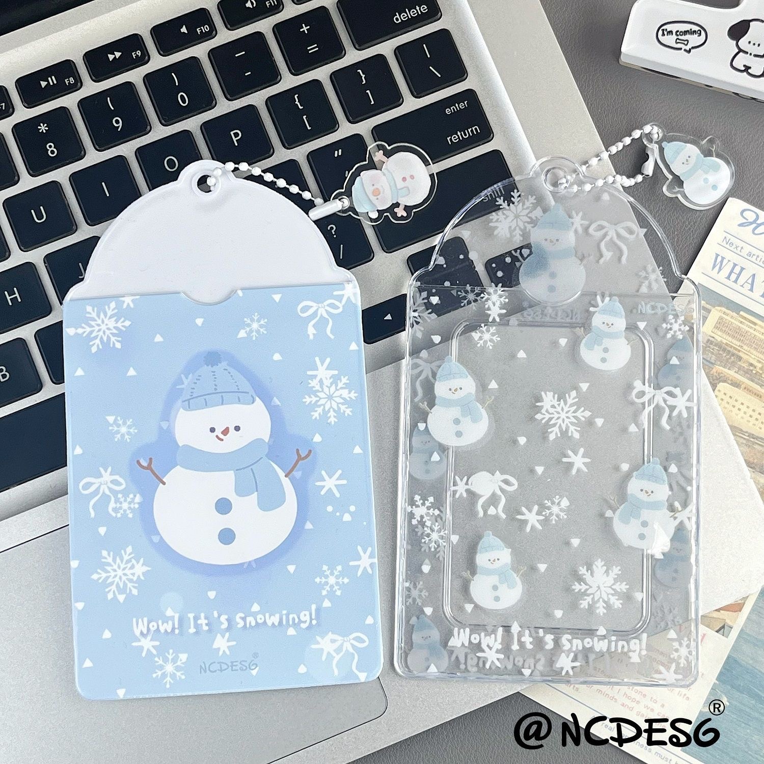 Transparent snowman card sleeve