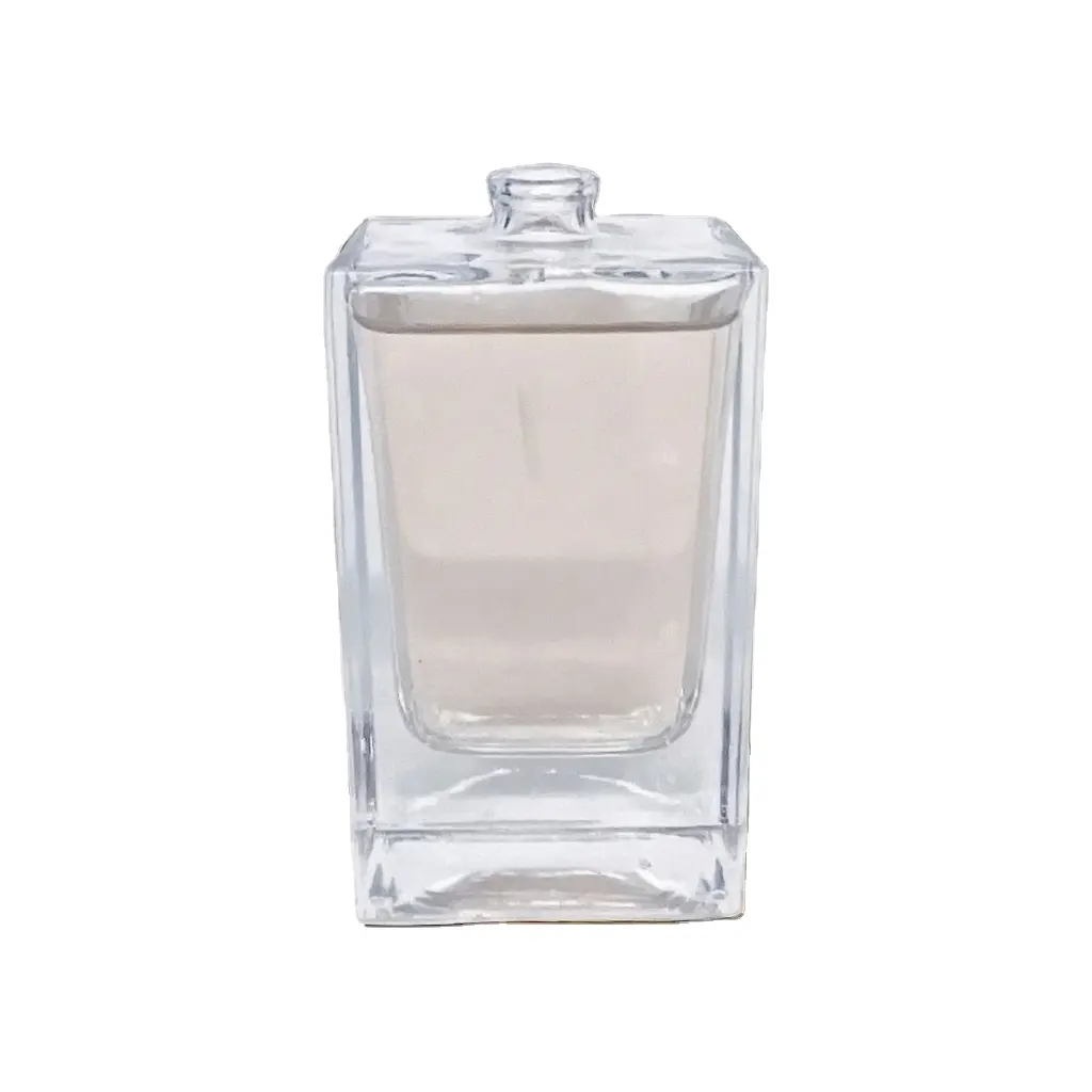 Frasco de perfume de vidro transparente retangular para distribuição por atacado 250g Capacidade 80ml Ideal para distribuidores revendedores