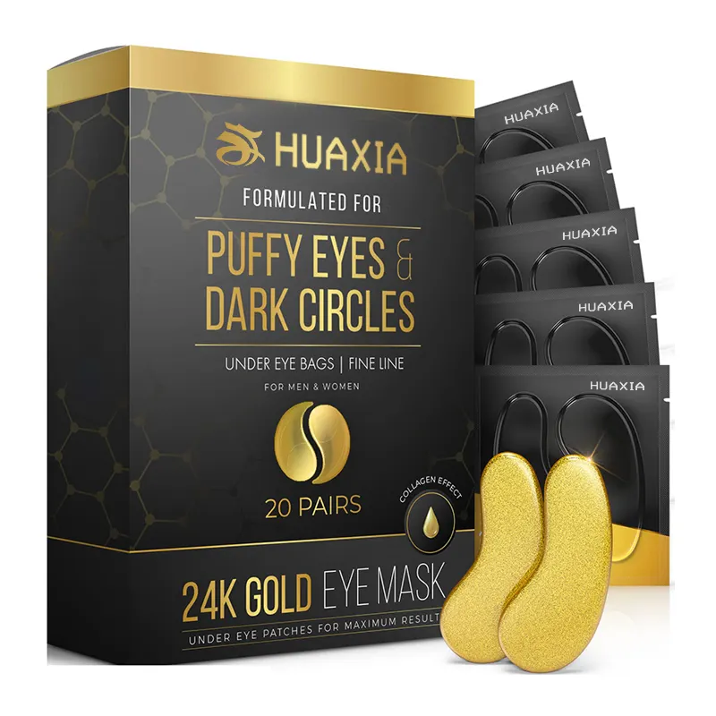 Parche para el cuidado de los ojos, hidrogel de colágeno, gel hidrogel, 24k, dorado, parches para los ojos