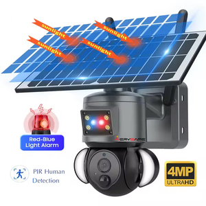 WERYSAFE 2K 4MP户外无线太阳能内置电池供电摄像头声音闪光警报4G sim卡插槽太阳能闭路电视摄像头 - Product Image 1