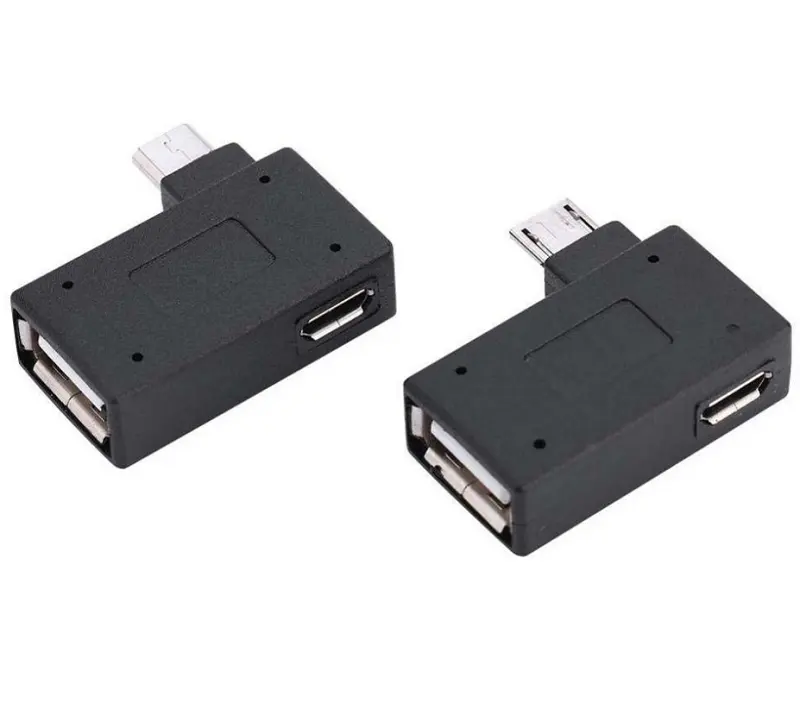 Adaptador Micro USB OTG de 90 grados Para Fire Stick TV Snes mini Classic Nes Mini con fuente de alimentación en ángulo izquierdo y derecho