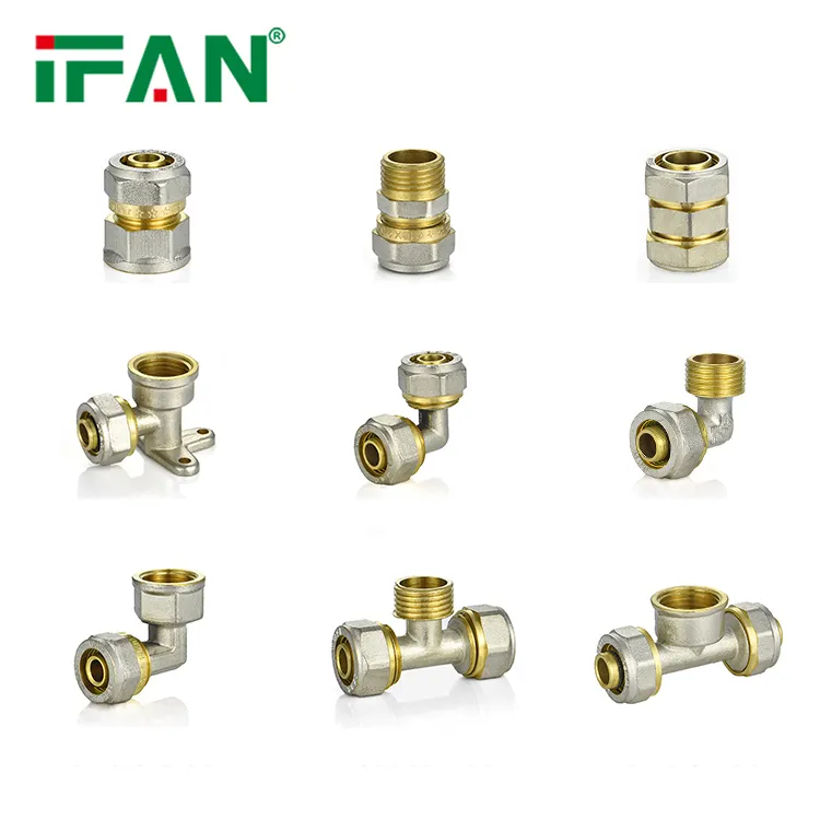 IFAN fabbrica produttore multistrato Pex raccordi per tubi gomito Tee idraulico raccordo Pex raccordi a compressione in ottone