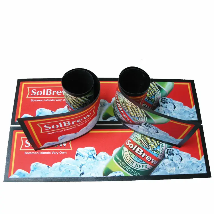 Personalizado Sublimação Rubber Bar Mat Bar Counter Top Anti-slip Beer Mats Para Promoção