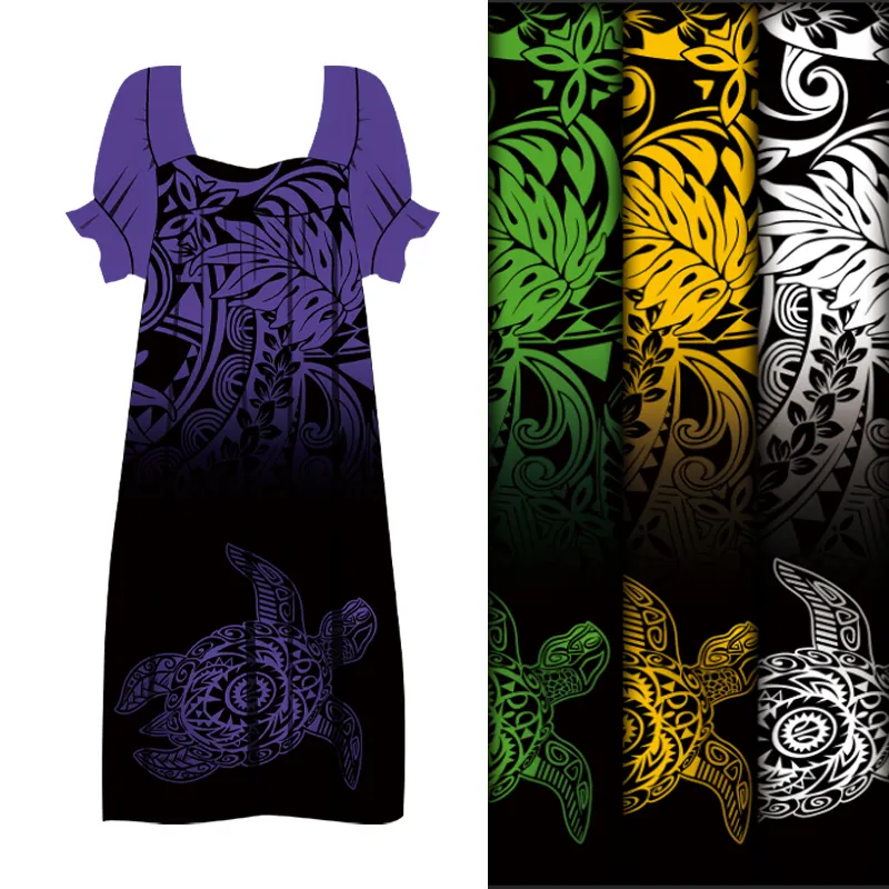 Polynésie tissé personnalisé tribal popeline tapa tissu pour dames robe 100% Polyester nouveauté Design