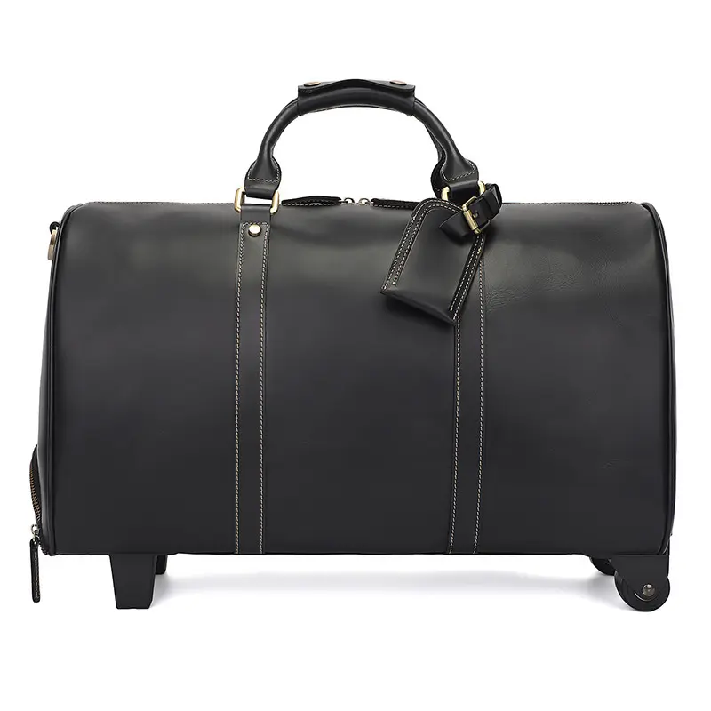 Sacs à roulettes en cuir véritable, valises de rangement portables pour voyages d'affaires, sacs à bagages de style européen, sac à bagages à main