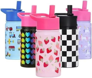 Wildkin trẻ em 14oz nước bằng thép không gỉ chai bpa-miễn phí rò rỉ cách nhiệt dễ dàng làm sạch dâu tây vá trẻ em trở lại trường học - Product Image 5