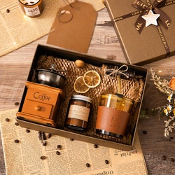 Set cafetera + caja regalo marrón + modelo e