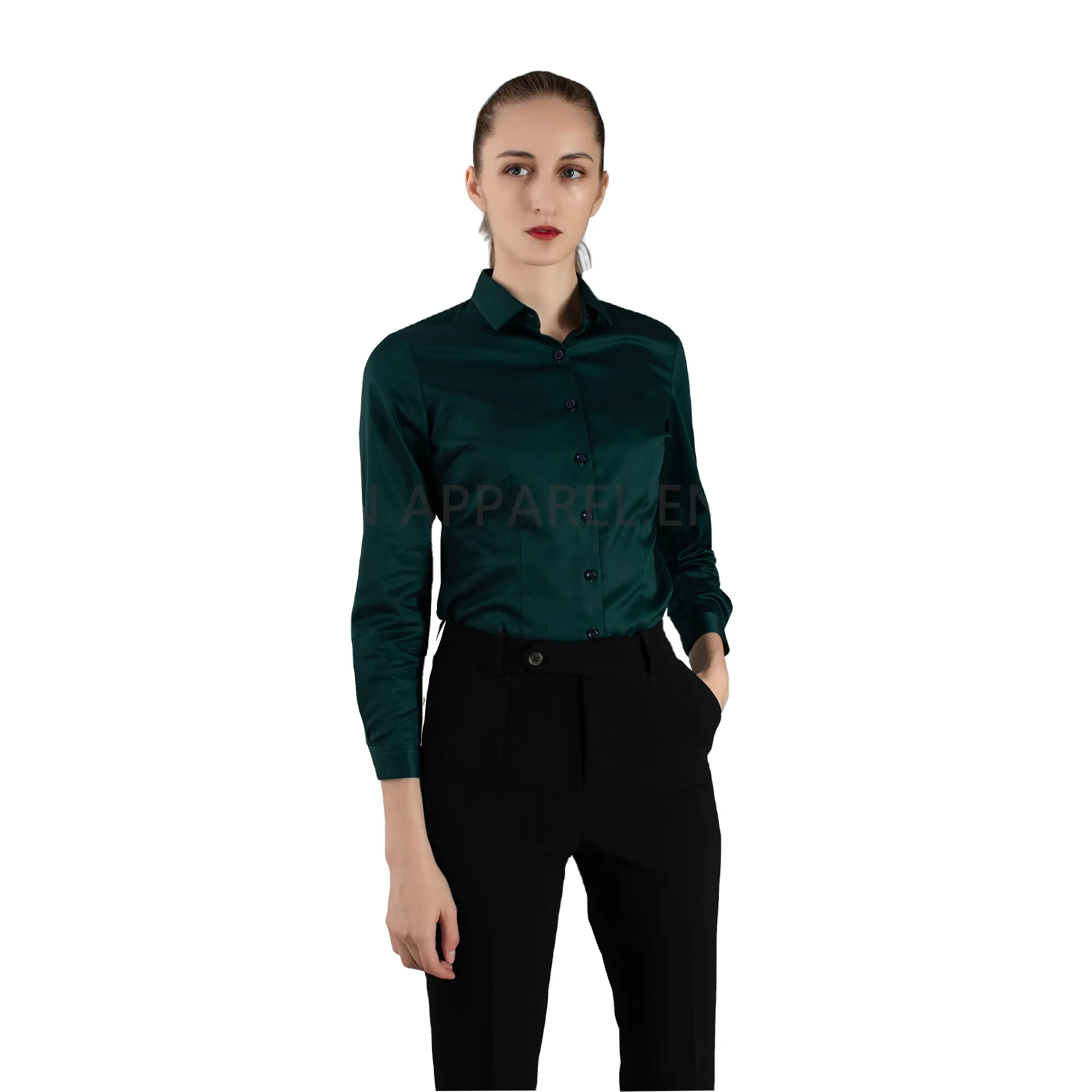 China Pavo Real verde de manga larga de diseño uniforme camisa las mujeres para salon spa casino de trabajo de las mujeres