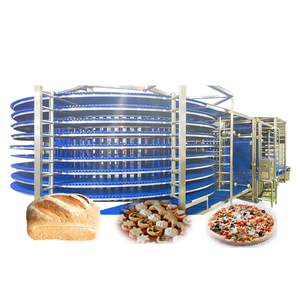 Plastic Modular Belt Multi-layer Spiral Cooling Tower Conveyor for Bakery Dough Toast Bread Pizza Baguette