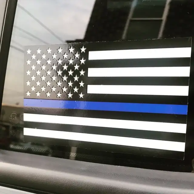 Benutzer definierte amerikanische Flagge Druck Aufkleber Aufkleber reflektierende US-Flagge Aufkleber 3x5 Zoll dünne blaue Linie Flagge Aufkleber für Auto Dekoration
