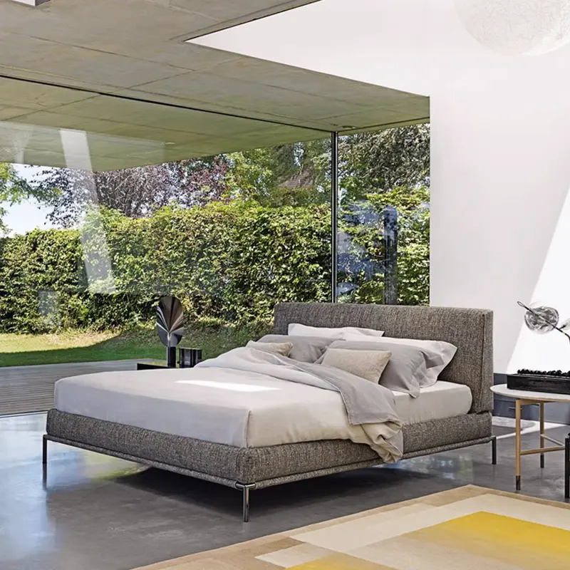 Meubles de chambre à coucher de luxe haut de gamme lit en tissu nordique minimaliste italien lit double moderne simple taille 1.8m lit principal