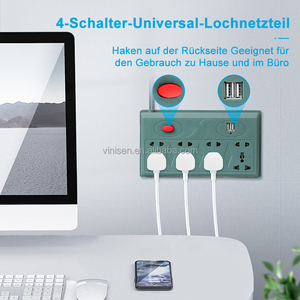 Enchufe de extensión estándar Universal con puerto USB, 4 tomas de corriente con interruptor, tira de alimentación eléctrica, enchufe múltiple