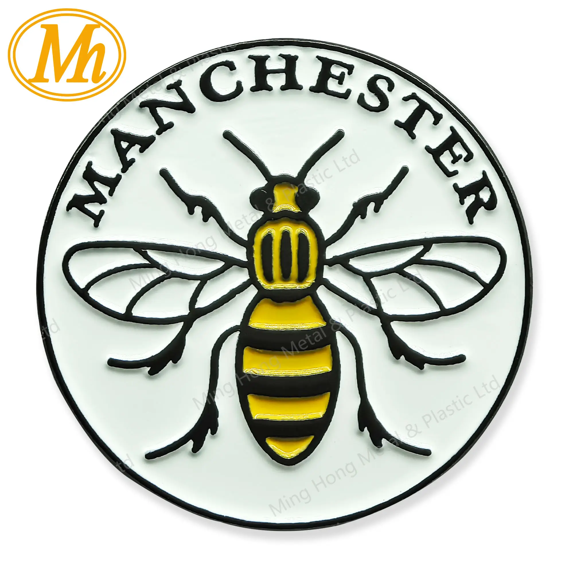 Pino de lapela de metal Manchester Bee para artesanato, alfinetes de lapela com design personalizado de alta qualidade