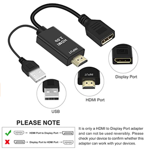 Adaptador/convertidor de Cable HDMI a DisplayPort, con alimentación USB macho a hembra, adaptador HDMI a DP, compatible con monitor HDMI2.0 HDCP2