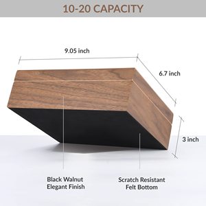 <strong>Humidor</strong> Black Wood Storage Box (10-20 Capacity) with Hygrometer and Humidifier Gift Wooden Box with Lid Keepsake Box - Product Image 3