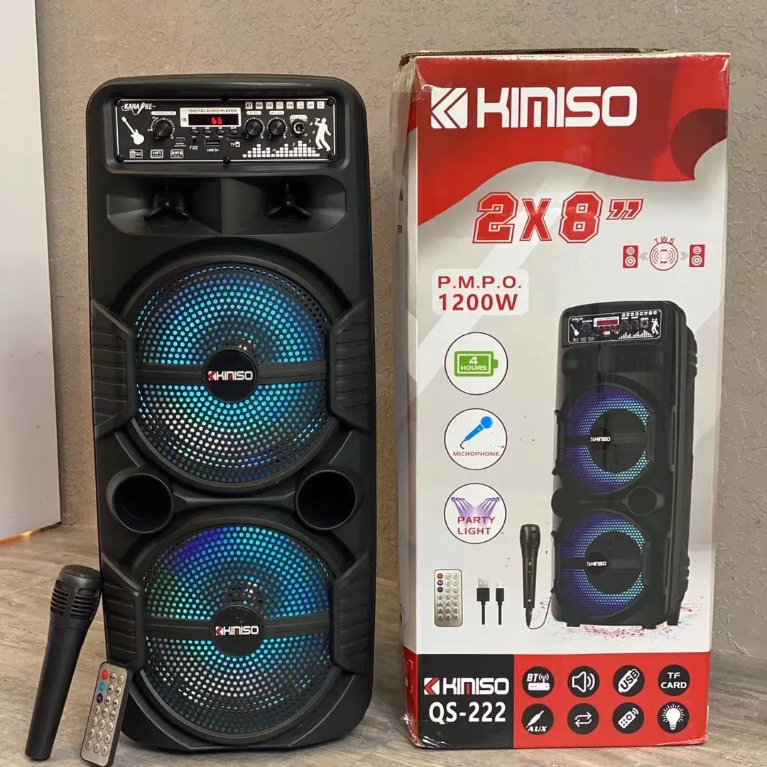 Kimiso-Altavoz inalámbrico de 8 pulgadas para exterior, altavoz de fiesta multifunción, doble, con pantalla led y USB, 1 unidad, 1 unidad