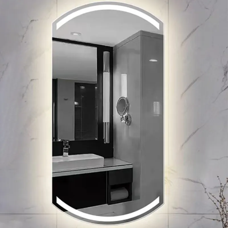 Vòm không có vành cảm ứng cảm biến trang trí treo tường phòng tắm thông minh không thường xuyên gương với LED ánh sáng