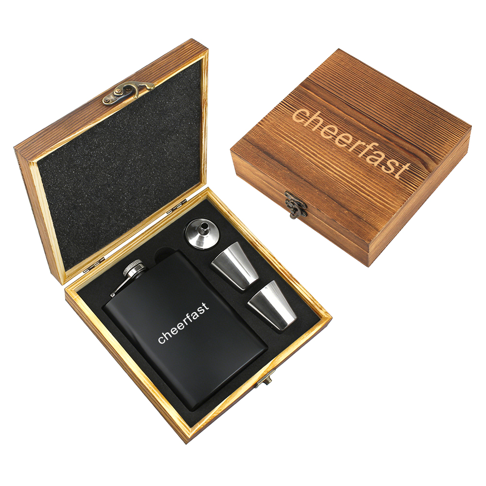CF-HF19-Black flask-Pine Box