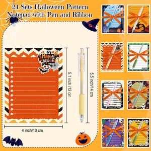 Bloc de notas con patrón de Halloween con bolígrafo y cinta Bloc de notas de truco o trato Notas adhesivas de Halloween - Product Image 3