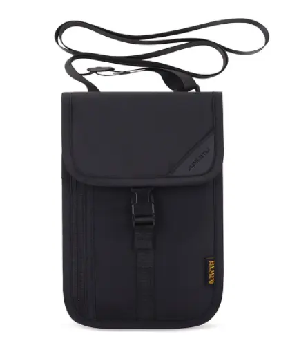 Porte-passeport étanche en nylon RFID, logo personnalisé, 1 pièce, porte-cartes d'identité business, pochette pour le cou, portefeuille, mini sac à bandoulière