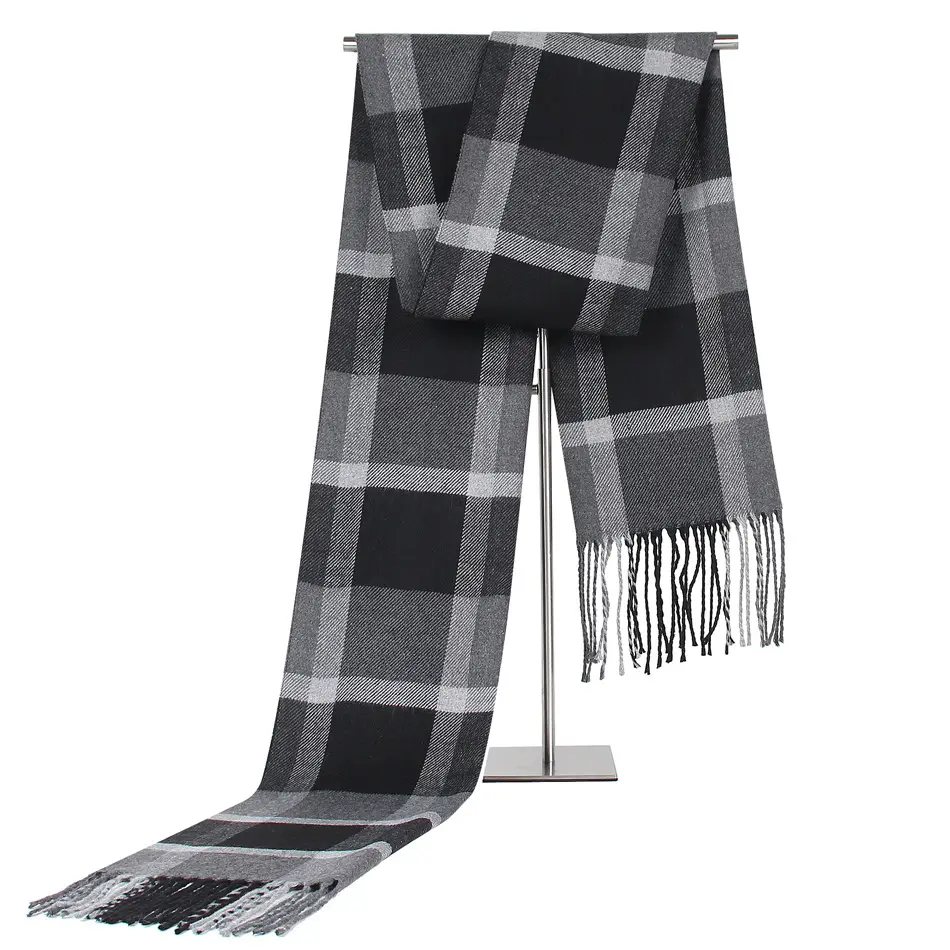 Sciarpa invernale in lana Jacquard Jacquard con Logo personalizzato sciarpe con collo di lusso in Cashmere Plaid da uomo sciarpa intrecciata per l'inverno