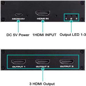 HDMI <strong>Switch</strong> 4K Switcher <strong>3</strong> in <strong>1</strong> Out HD 1080P Video Cable <strong>Splitter</strong> 1x3 Hub Adapter Converter DC 5V Power 1HDMI <strong>INPUT</strong> <strong>Output</strong> LED