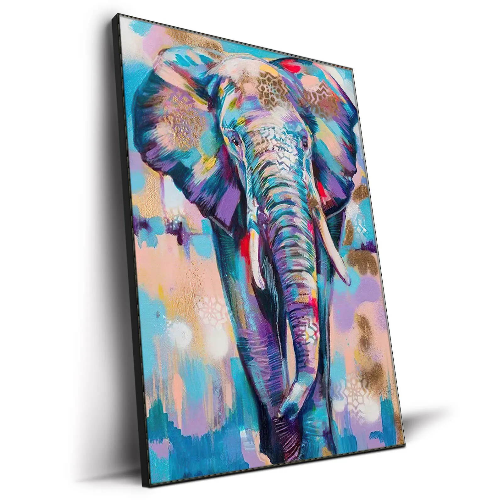 Atacado de alta resolução, design criativo colorido, elefante, rolo, pintura a óleo, arte para parede, arte para decoração de casa