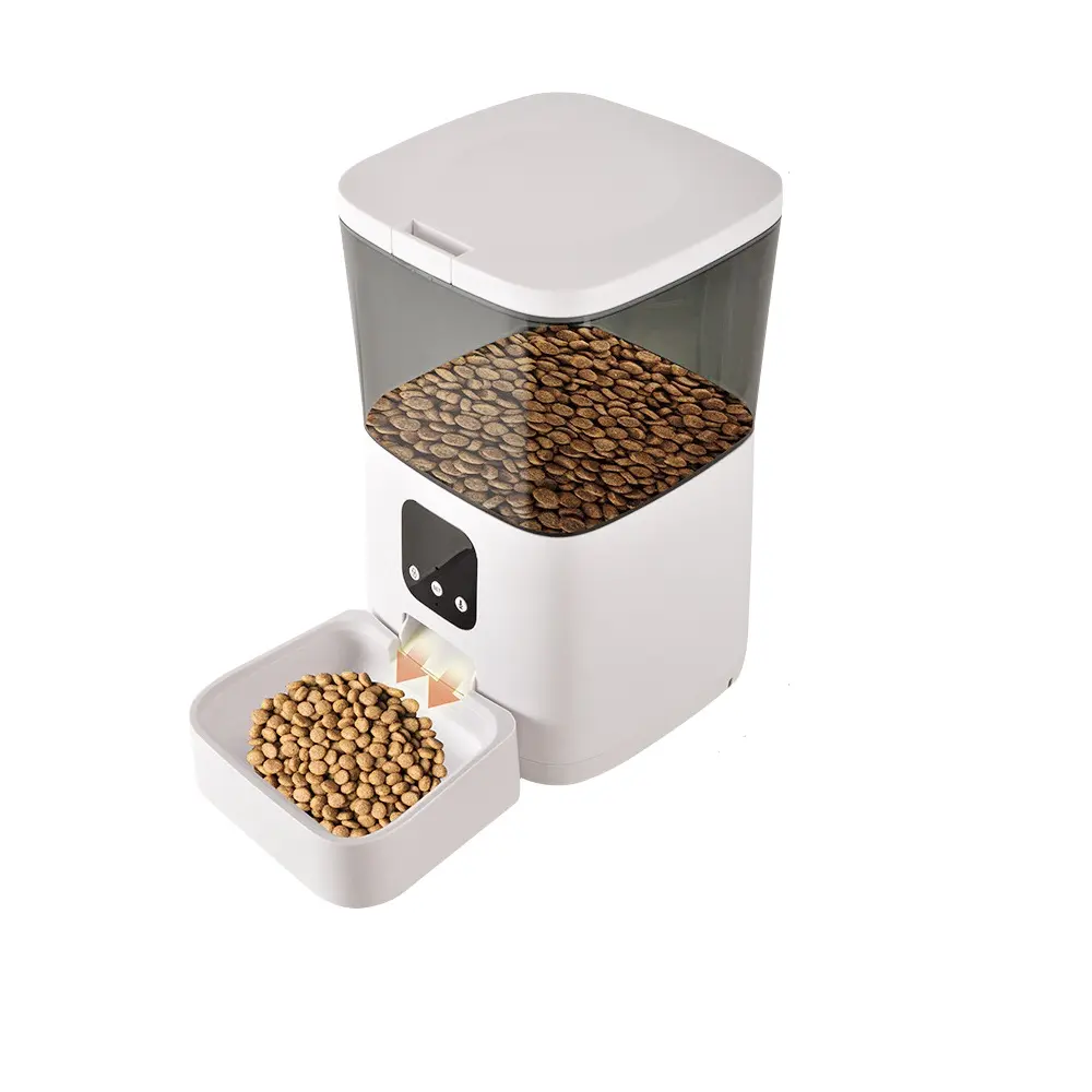 جهاز إطعام القطط الأوتوماتيكي موزع طعام القطط مزود بخاصية التوصيل عبر الواي فاي والتصوت وتسجيل الفيديو مزود طاقة مزدوج